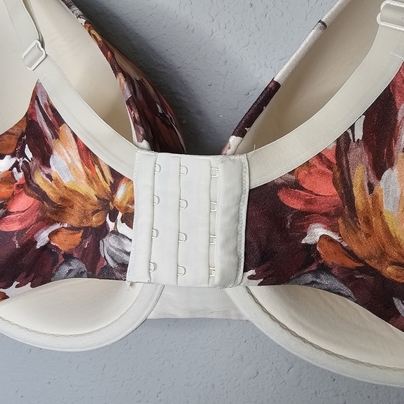Cacique Intuition Full Coverage Womens Bra 40DDD Ivory Cream Brown Fall Leaves - Picture 6 of 11